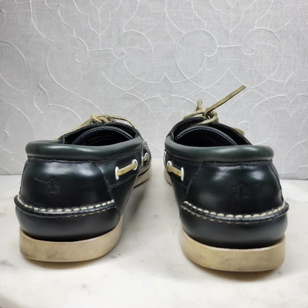 VTG Brooks Brothers Leather Deck Shoes Mens 10D Wide Navy Dock Siders Lace Up